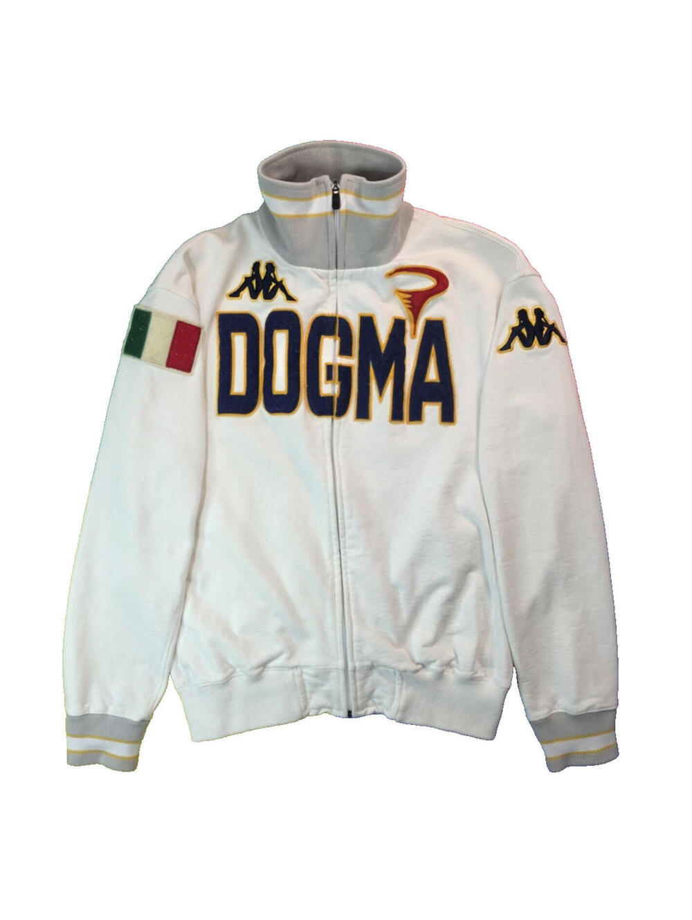 Kappa Vintage Dogma Italy Flag Patch White Zip Jacket Mens Size Large L